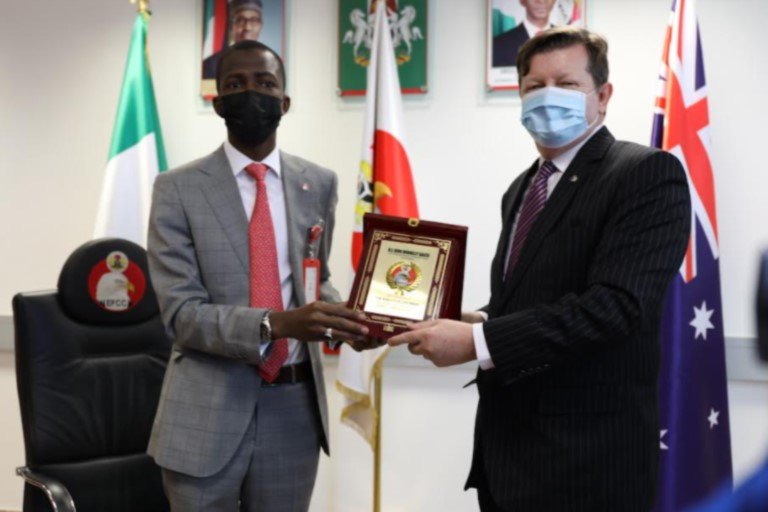 EFCC Chairman Abdulrasheed Bawa and Australian High Commissioner to Nigeria, Mr. John Donnelly,