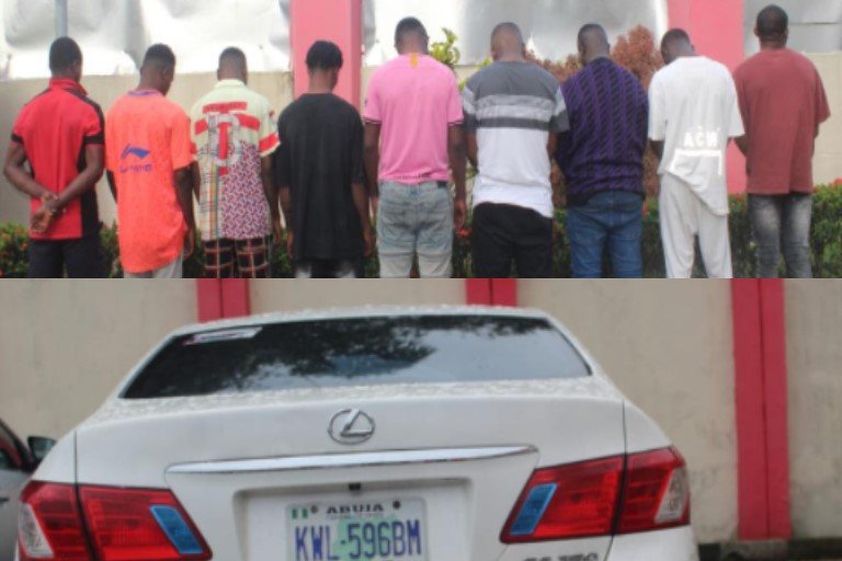 Musa Shaka, Musa Dauda, Oghenekuwe Moses, Oghenekuwe Hezekiah, Akpan Bobby, Ilaya Godstime, Olemene Azubuike, Edevo Success and Atarhe Ochuko were arrested by EFCC in Warri