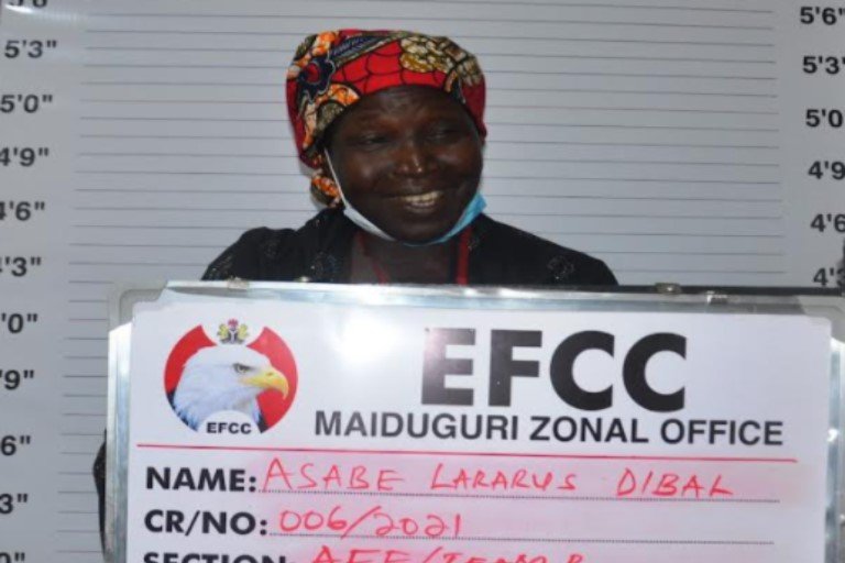 Asabe Lazarus Dibal was arrested by EFCC for fraud in Maiduguri