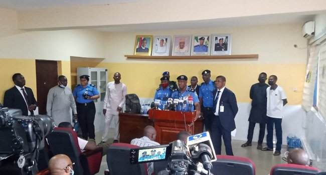Nigeria Police spokesperson, Frank Mba, addressing the media in Abuja on Thursday