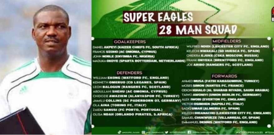 Augustine Eguavoen list his 28-man squad for AFCON 2021