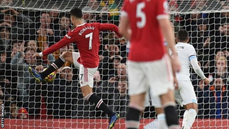 Cristiano Ronaldo scored his eighth Premier League goal of the season Manchester United