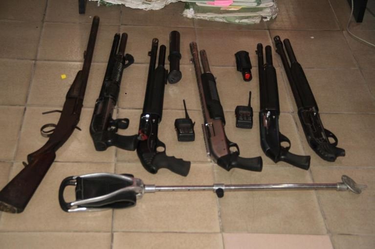 EFCC recovered six pump action guns, three cartridge bullets, a swagger stick after his arrest