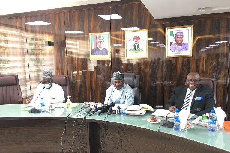 Prof. Mahmood Yakubu briefing journalists in Abuja, Nigeria's capital