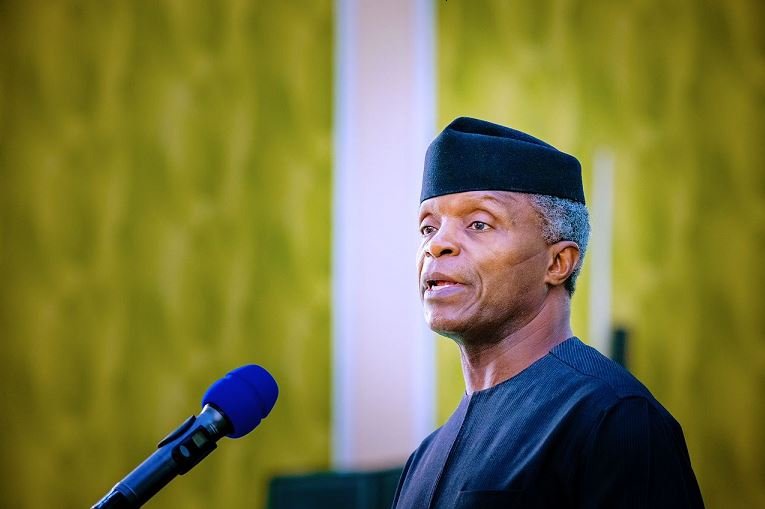 Vice President Yemi Osinbajo giving an address at the Sir Ahmadu Bello Foundation memorial lecture in Kano State Eid