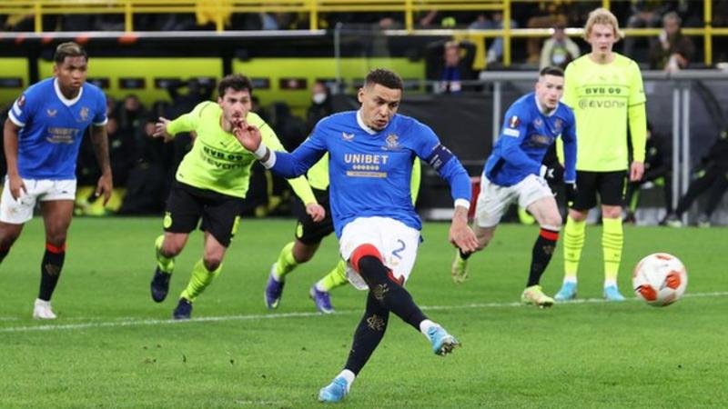 James Tavernier's first-half penalty, after a VAR check, opened the scoring on an astonishing night for Rangers
