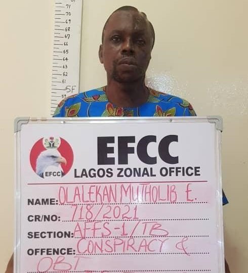 Olalekan Mutholib was arraigned on money laundering charges by EFCC