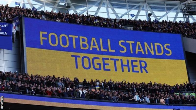 There has been shows of support for Ukraine at football matches since Russia launched their invasion of the country last Thursday
