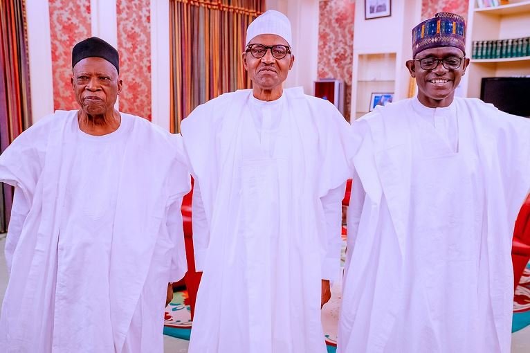 President Muhammadu Buhari receives the National Chairman of the governing party, the APC, Sen. Abdullahi Adamu accompanied by Yobe State Governor, H.E. Mai Mala Buni this afternoon at the State House, Abuja