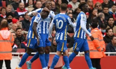 Enock Mwepu scored his second Brighton goal against Arsenal