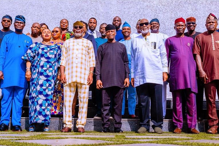 Vice President Yemi Osinbajo, Governor Rotimi Akerdolu and excos in Akure, Ondo state
