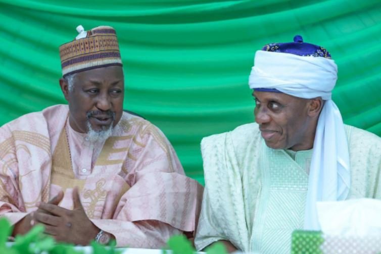 Governor Muhammad Badaru of Jigawa state and Rotimi Amaechi, an APC presidential aspirant