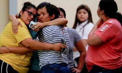 Relatives of children at the school gathered at a nearby civic centre to wait for news in Texas