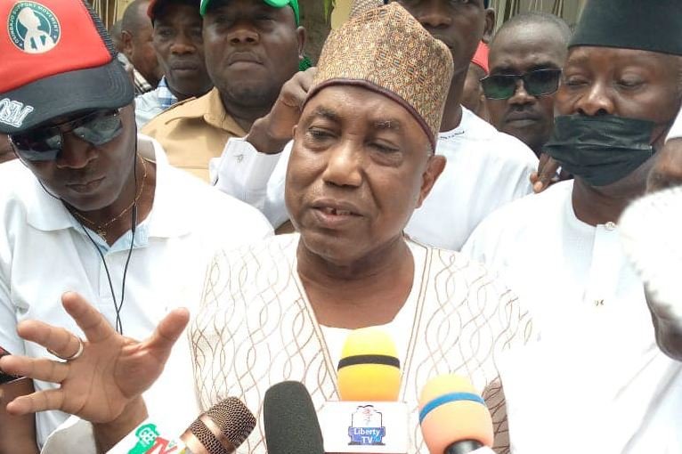 Senator Kabiru Gaya addressing journalists at the ICC in Abuja