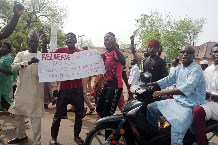 Blasphemy Sokoto youths protest the arrest of suspects that killed and burnt Deborah Samuel