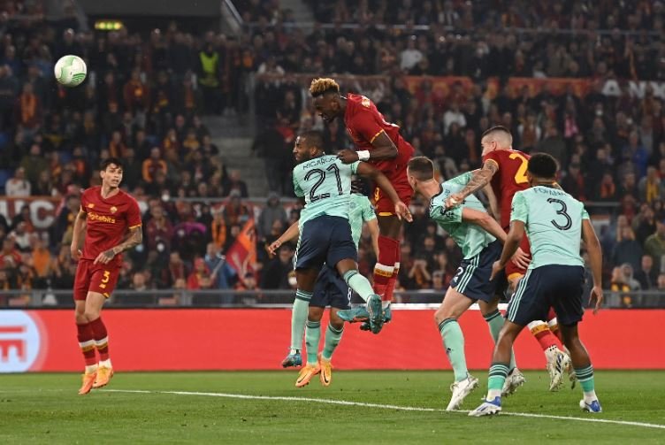 Tammy Abraham scored his ninth goal in the Europa Conference League for Roma