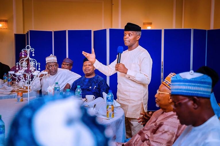 Vice President Yemi Osinbajo addressing Speakers of State Assemblies on Sunday