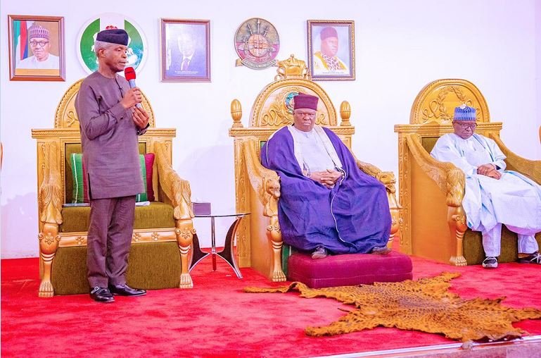Vice President Yemi Osinbajo SAN pays homage to The Gbong Gwom Jos, His majesty Da. Jacob Gyang Buba and engages with stakeholders of the Plateau State APC in Jos, Plateau State