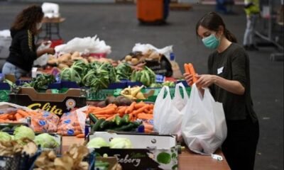 Volunteers sorting out food parcels