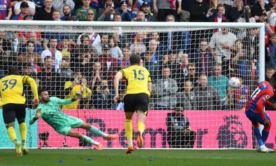 Wilfried Zaha tucked his penalty past Ben Foster after Hassane Kamara's handball Watford