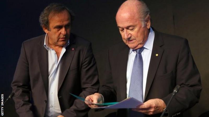 Platini (left) was originally banned from football administration until 2023, while Blatter (right) remains banned until 2028. Both men could face prison if convicted of the charges