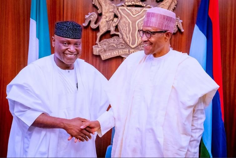 President Muhammadu Buhari receiving Biodun Oyebanji after the Ekiti governorship election