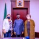 Vice President Yemi Osinbajo flanked by Under Secretary for Political Affairs, US State Department, Victoria Nuland (l), and US Ambassador to Nigeria, Ambassador Mary Beth Leonard