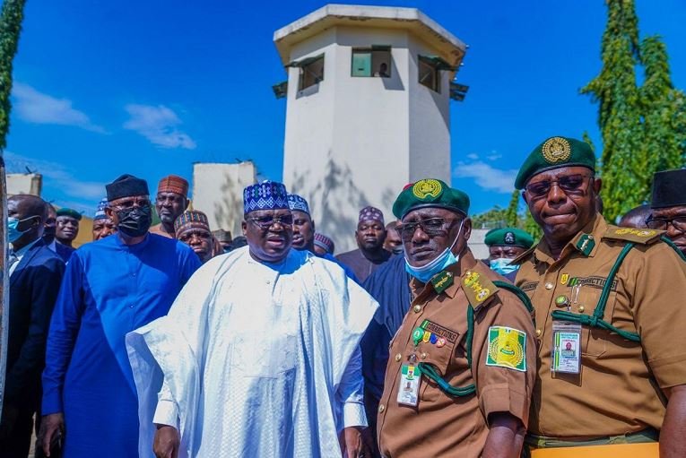 Senate President Ahmad Lawan visits Kuje Medium Security Custodial Centre after a ruthless attack on the facility