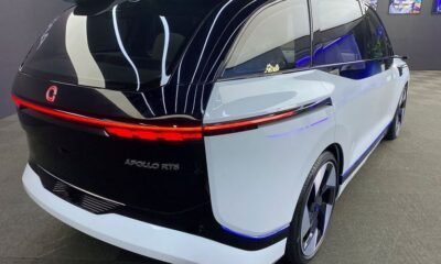 Baidu's new autonomous vehicle (AV) Apollo RT6, with a detachable steering wheel, is seen on the sidelines of Baidu World Conference in Beijing, China