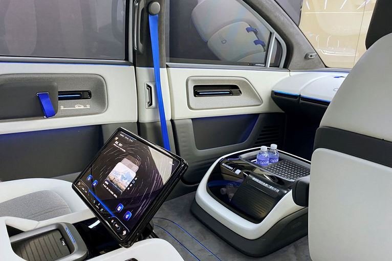 Baidu's new autonomous vehicle (AV) Apollo RT6, with a detachable steering wheel, is seen on the sidelines of Baidu World Conference in Beijing, China on July 20, 2022