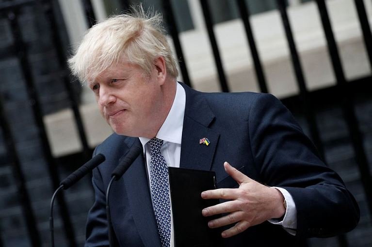 British Prime Minister Boris Johnson makes a statement at Downing Street in London, Britain