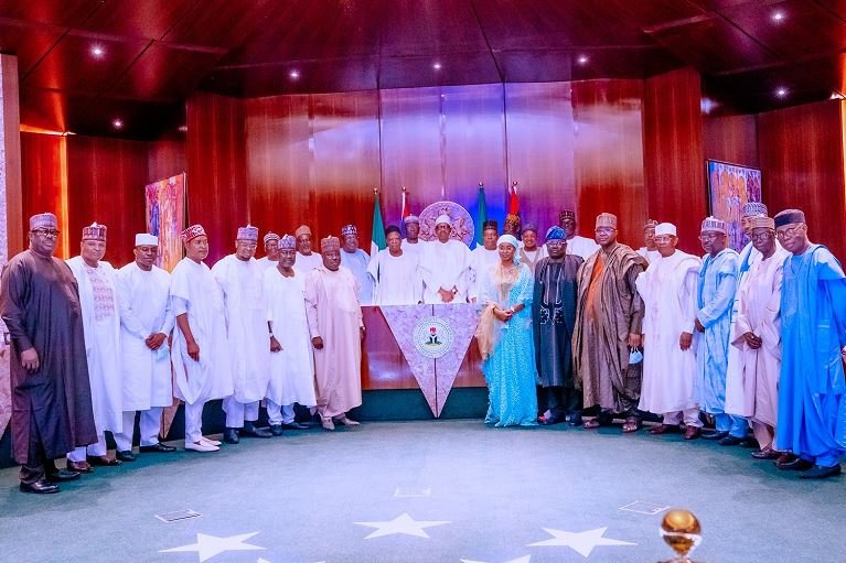 President Muhammadu Buhari meets APC stakeholders at the Aso Villa on Friday
