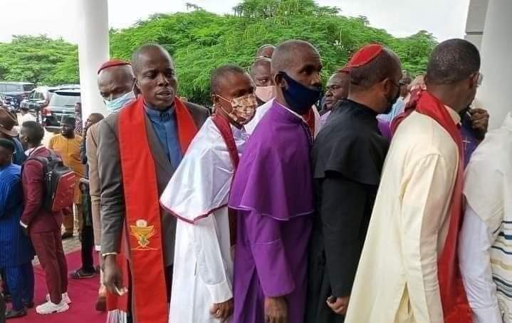 The supposed Bishops at the unveiling of Kashim Shettima as APC vice-presidential candidate