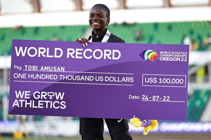 Tobi Amusan bags $100,000 for breaking the world record in 100m hurdles