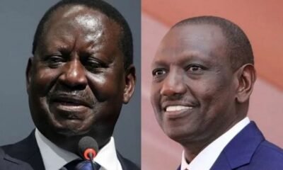Former Prime Minister Raila Odinga (left) is just behind Deputy President William Ruto in the count