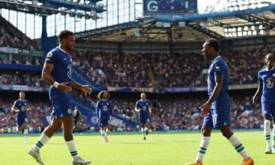 Raheem Sterling scored his first goals Chelsea against Leicester City