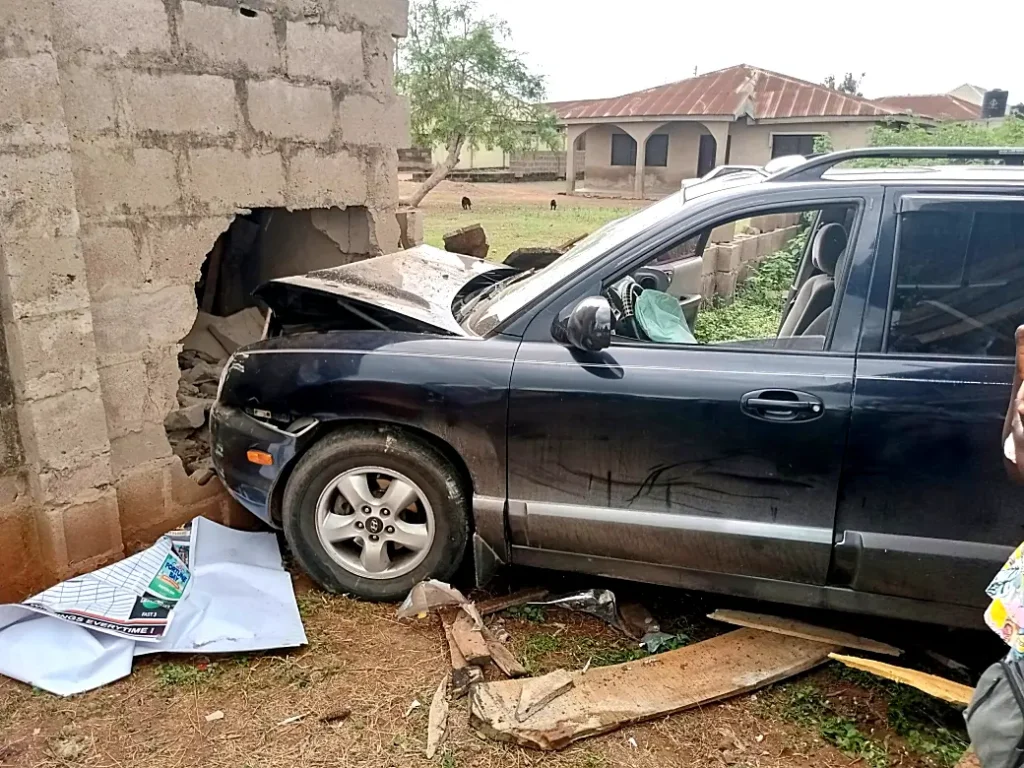 SUV visibly damaged