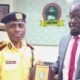 Commissioner, Public Complaints Commission Hon Hafeez Adekunle Odunewu presented a plague to the General Manager, Lagos State Traffic Management Authority (LASTMA) Mr. Bolaji Oreagba during the Commission courtesy visit to Headquarters of LASTMA at Oshodi, Lagos
