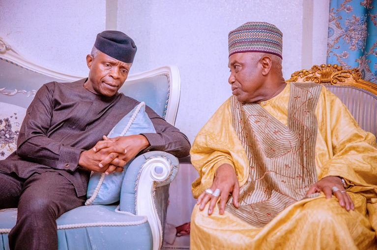 Vice President Yemi Osinbajo SAN pays a condolence visit to Sen. Kabiru Gaya on the demise of his son Sadiq Gaya in Kano State.