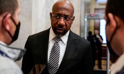 Senator Raphael Warnock (D-GA) speaks to a reporter about the shooting at Robb Elementary School in Uvalde, Texas, on Capitol Hill in Washington, U.S., May 25, 2022. REUTERS