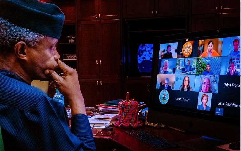 VP Osinbajo at the internarional Steering Committee virtual meeting last week. In attendance were members including the former President of Colombia