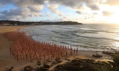 About 2,500 people posed naked for skin cancer awareness in Sydney, Australia..