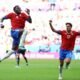 Costa Rica's Keysher Fuller celebrates scoring their first goal with Yeltsin Tejeda