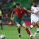 Portugal's Andre Silva in action with Nigeria's Kevin Akpoguma