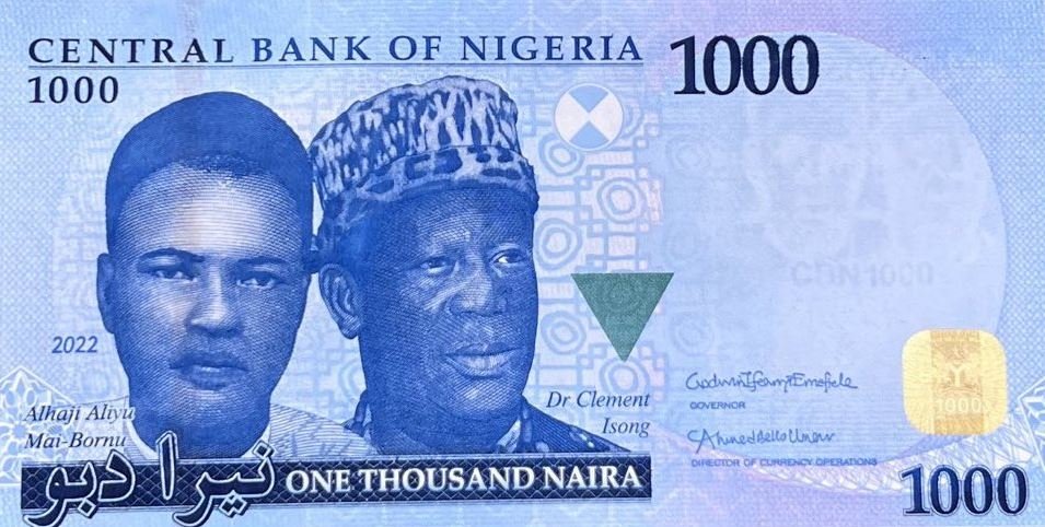 The redesigned N1000 naira note