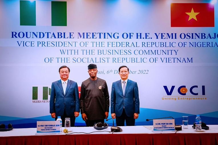 Vice President Yemi Osinbajo SAN attends the Nigerian-Vietnam roundtable Business Forum at Vietnam Chamber of Commerce, Vietnam 6th Dec, 2022