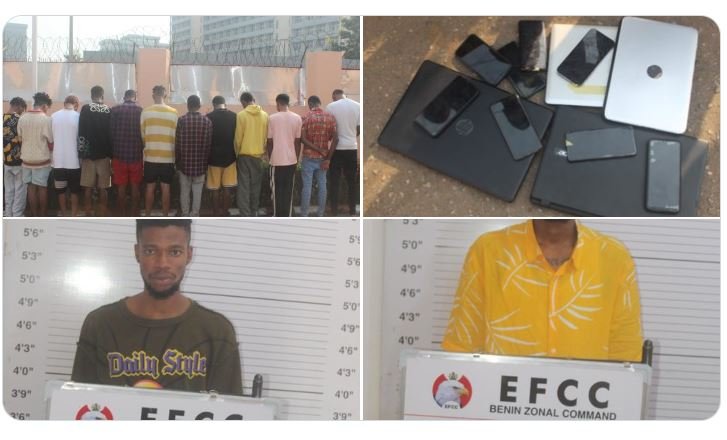 EFCC parades internet fraudsters in Benin City, Edo State