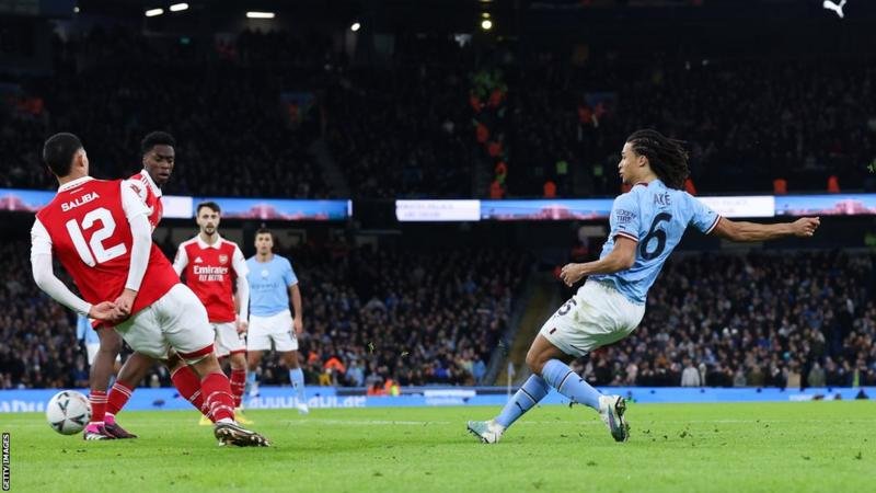 Nathan Ake scores against Arsenal as Manchester City have won their last 10 home matches in the FA Cup