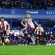 Southampton's James Ward-Prowse scores the first of two goals against Everton at Goodison Park