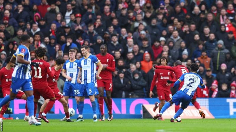 Tariq Lamptey's shot deflected in off Lewis Dunk for Brighton's equaliser